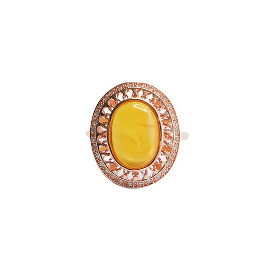 Amber Honey Wax Hollow Ring crafted from Beeswax Amber in Sterling Silver
