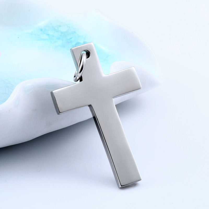 Trendy Titanium Steel Pendant with Skull Letter Design for Men - European and American Style Stainless Steel Cross