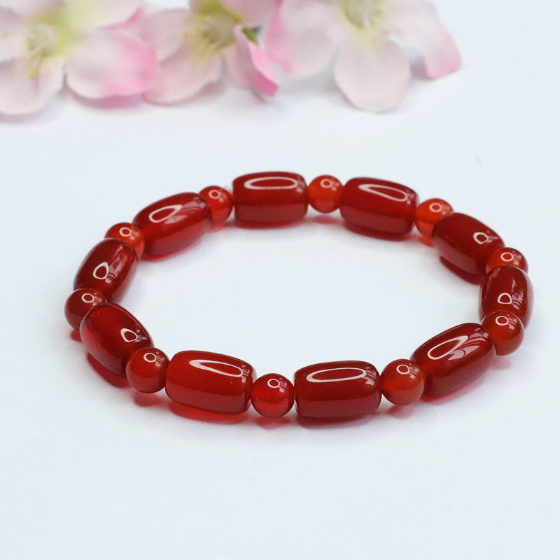 Red Agate Sterling Silver Bracelet