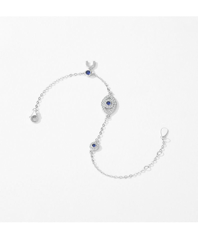 Sterling Silver Devil Eye Bracelet with Zircon Stones