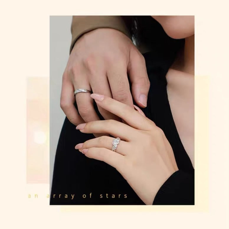 S925 Sterling Silver Contemporary Couple Ring — Adjustable