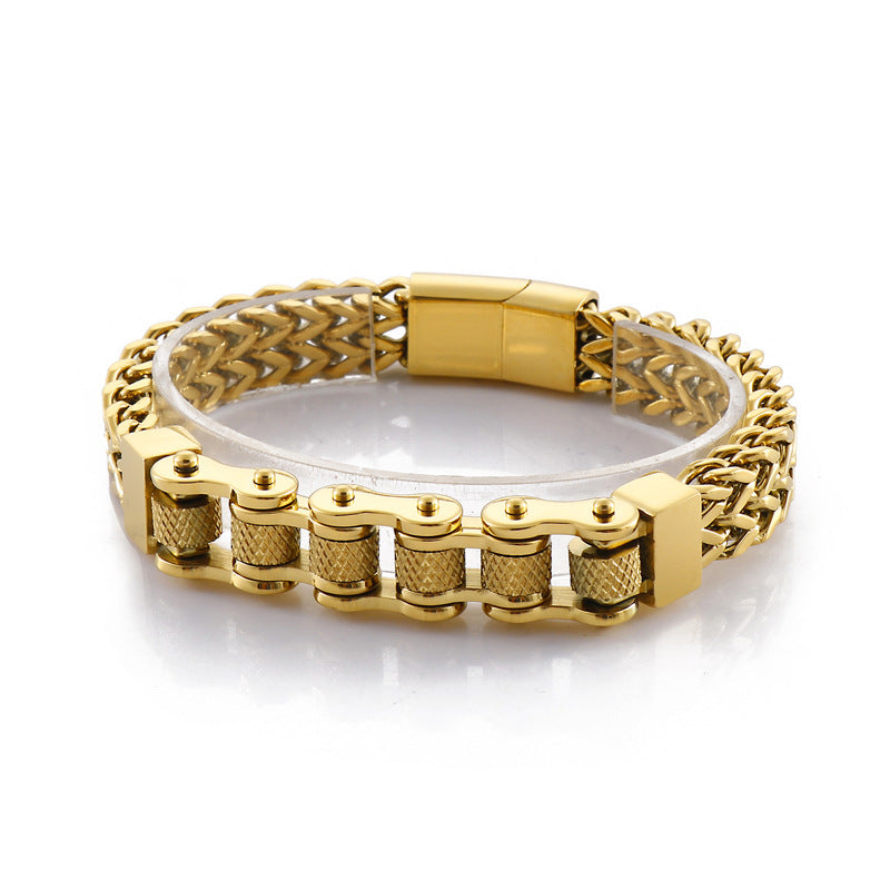 Men's Titanium Steel Electroplated Bicycle Bracelet - Hipster Chain Design in European and American Rock Style