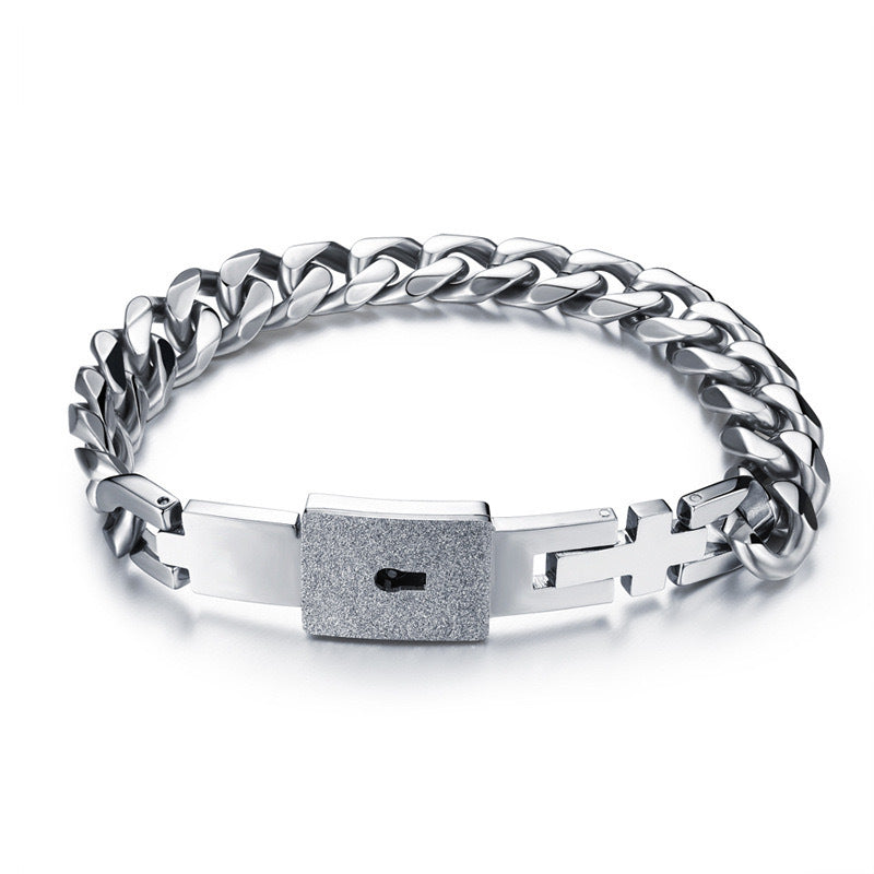 Planderful Stainless Steel Couple Jewelry Set Concentric Lock Bracelet And Necklace For Him And Her