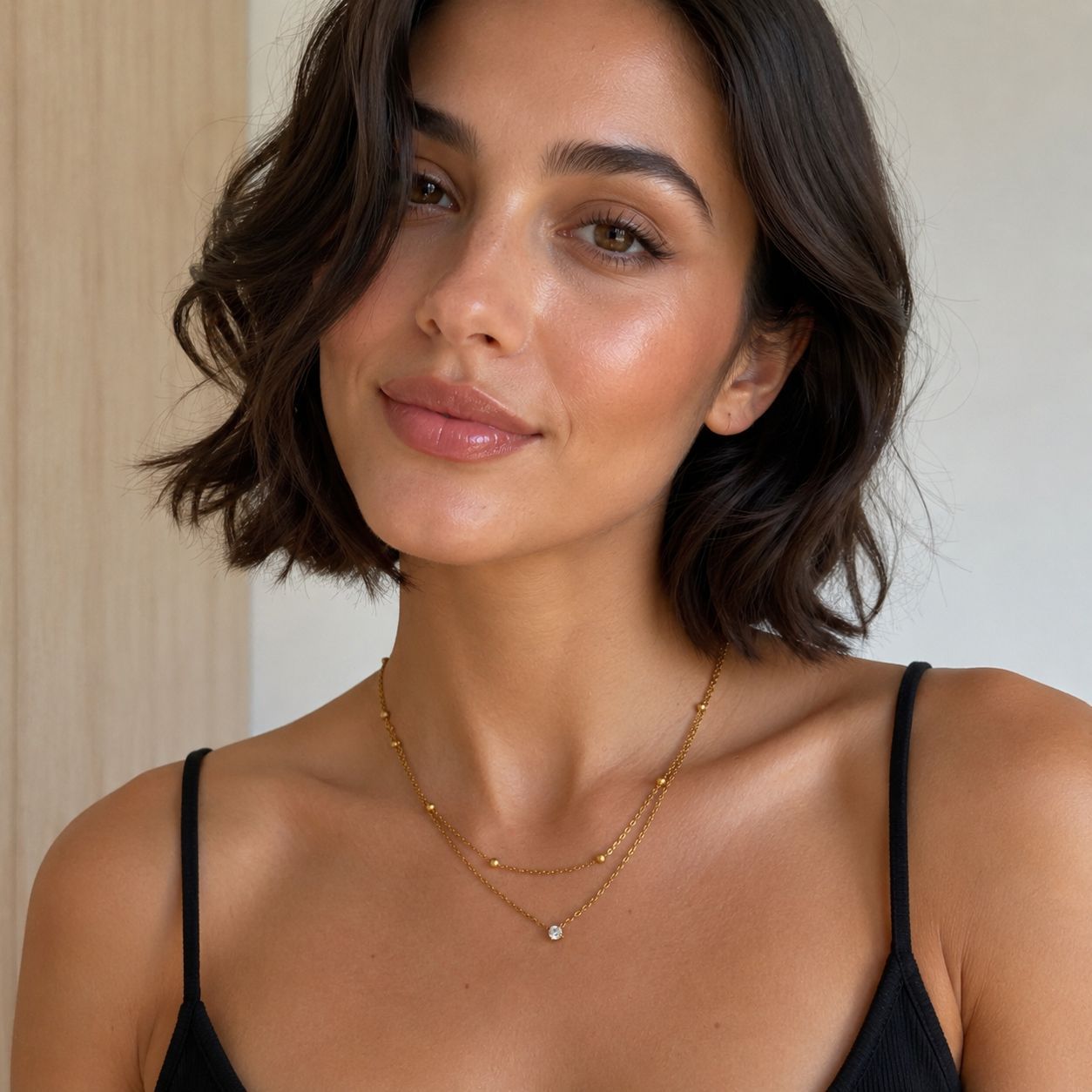 Round Bead Double-Layer Stainless Steel Necklace