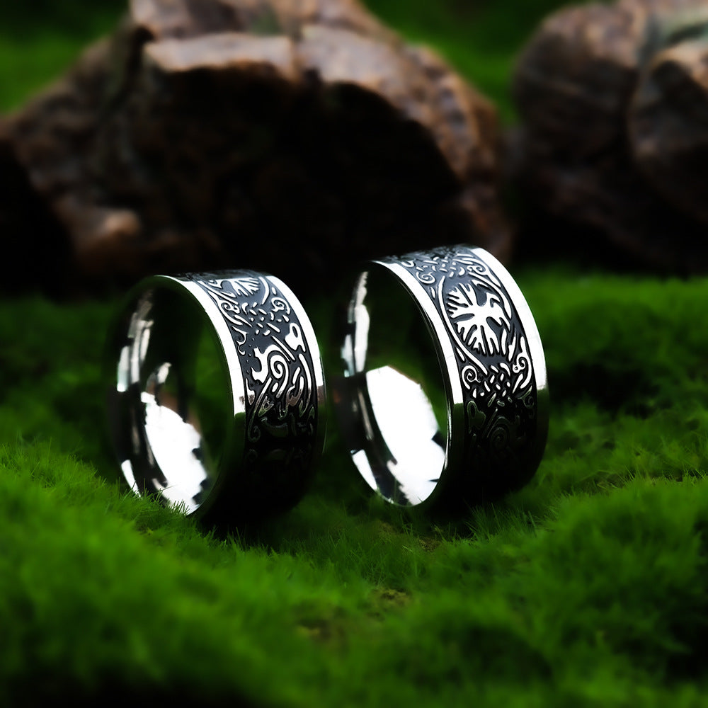 European and American Stainless Steel Viking Tree of Life Rings