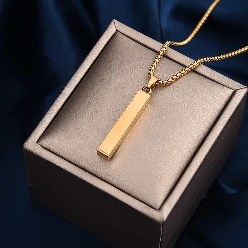 Planderful Jewelry Rectangular Cylinder Titanium Necklace Unisex Clavicle Chain Design