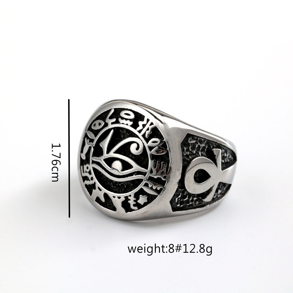 Vintage Cross Egyptian Stainless Steel Men's Ring