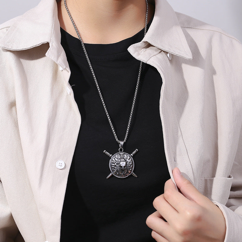Steel Necklace – Statement Viking Warrior Pendant