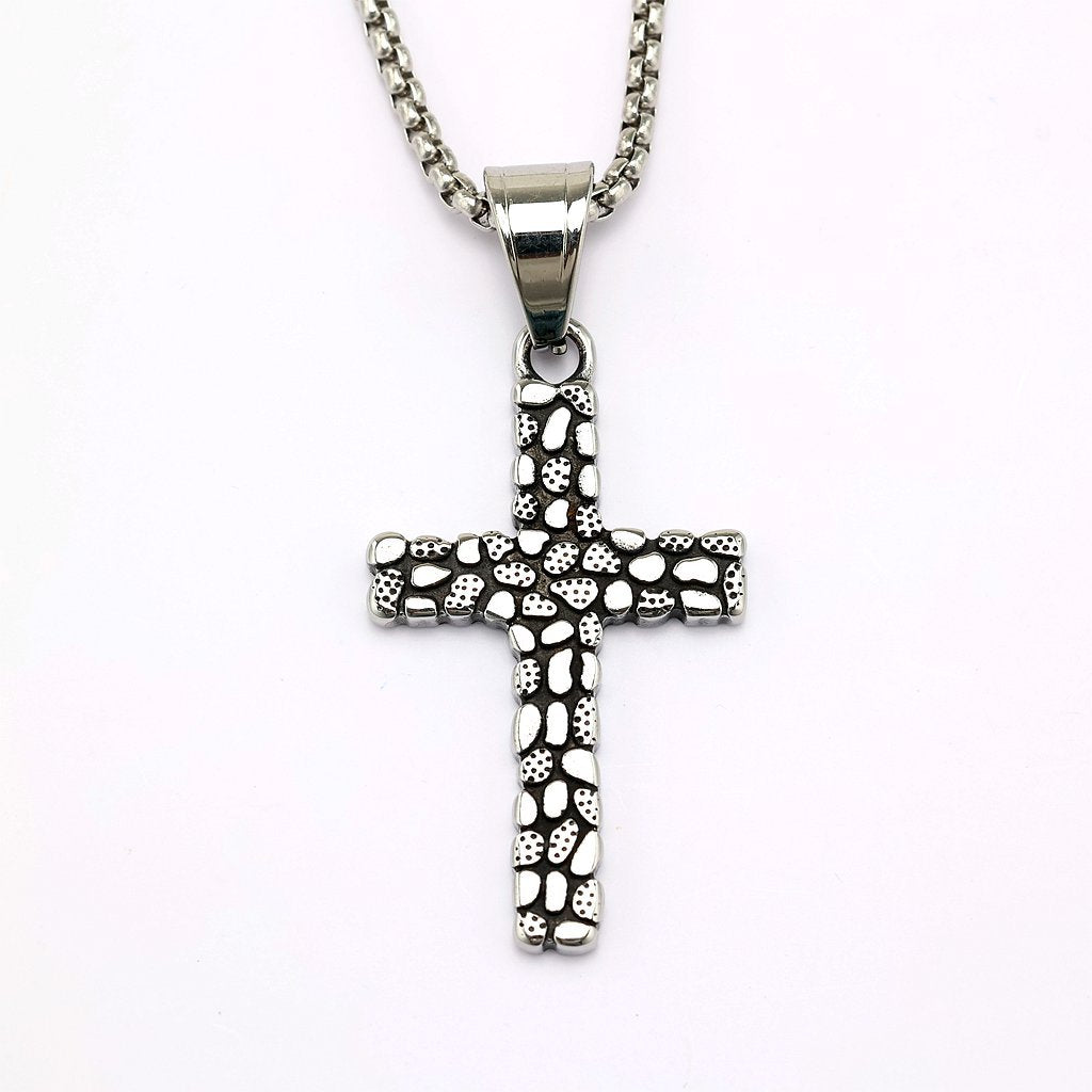 Vintage Cross Stainless Steel Men's Pendant Necklace