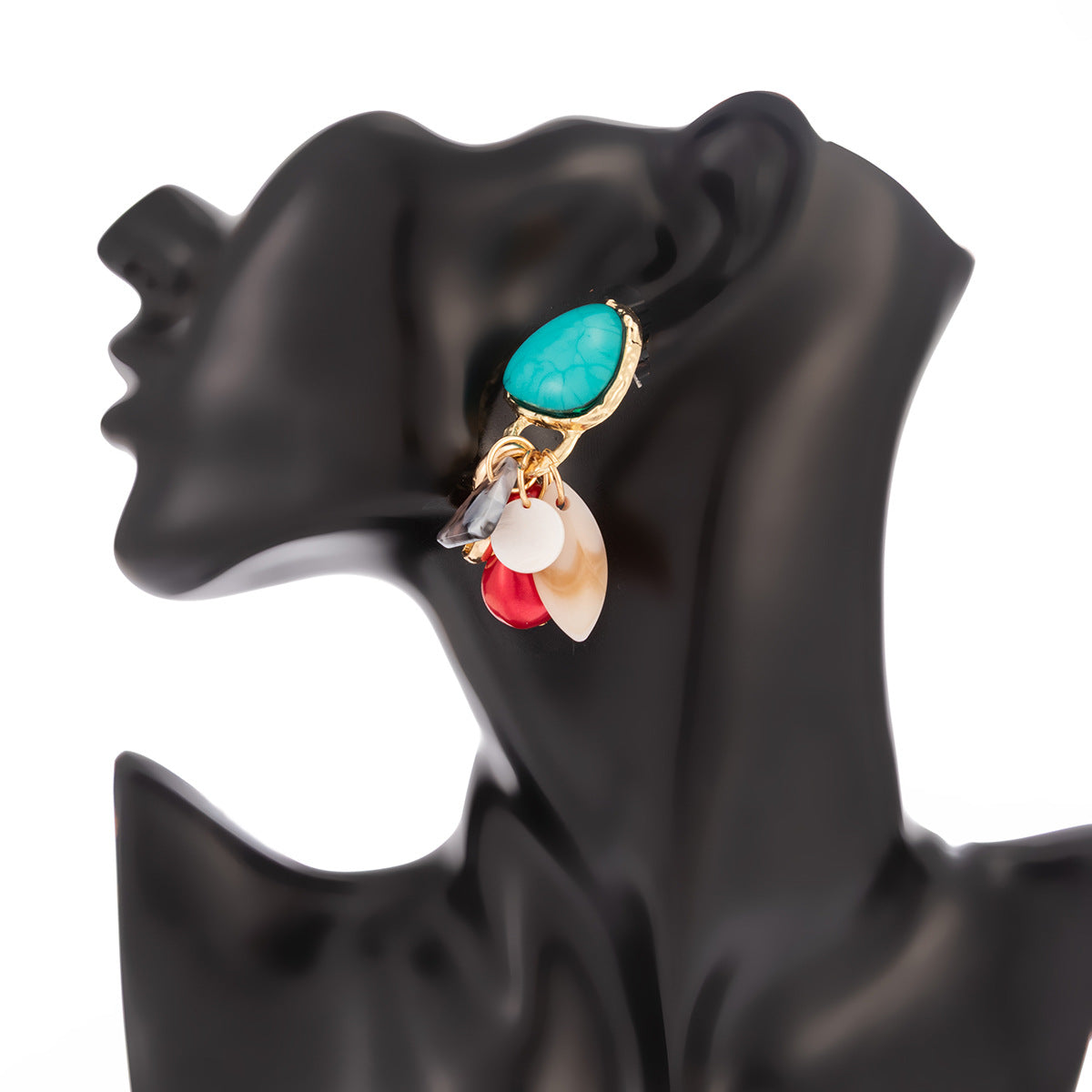 Planderful Acrylic Fringed Earrings Vienna Verve Ethnic Retro Imitation Turquoise Statement For Women