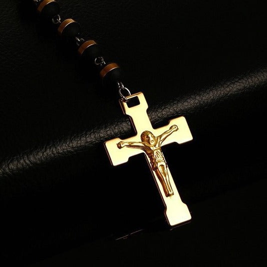 New Arrivals 8MM Stainless Steel Silicone Cross Necklace Gold