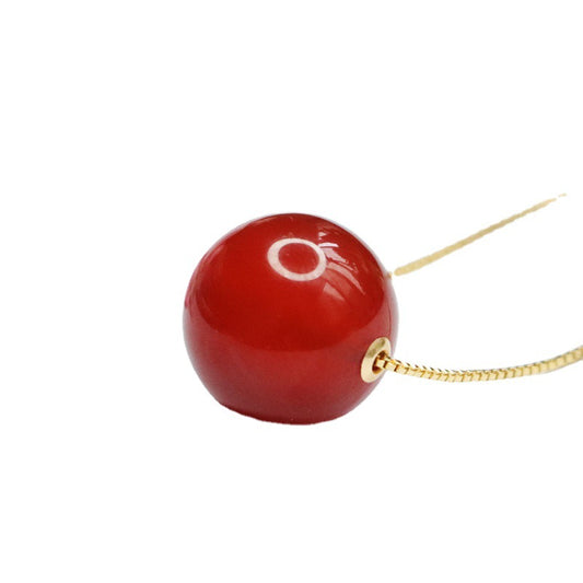 Golden Natural Red Agate Bead Pendant Necklace for Elegant Jewelry Look