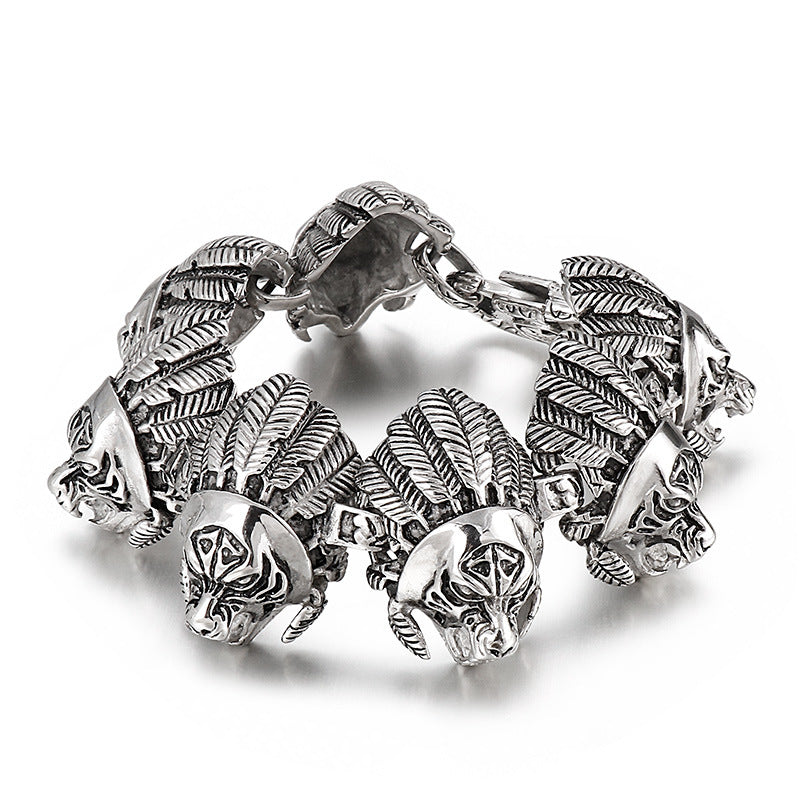 Old – General Soldier Head – Titanium Steel Men's Bracelet