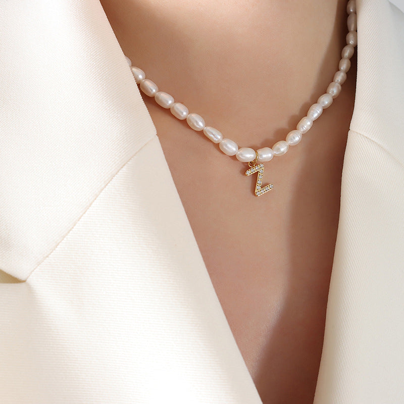 Exquisite Titan Gold-Plated Necklace with Full-Zircon Pendant