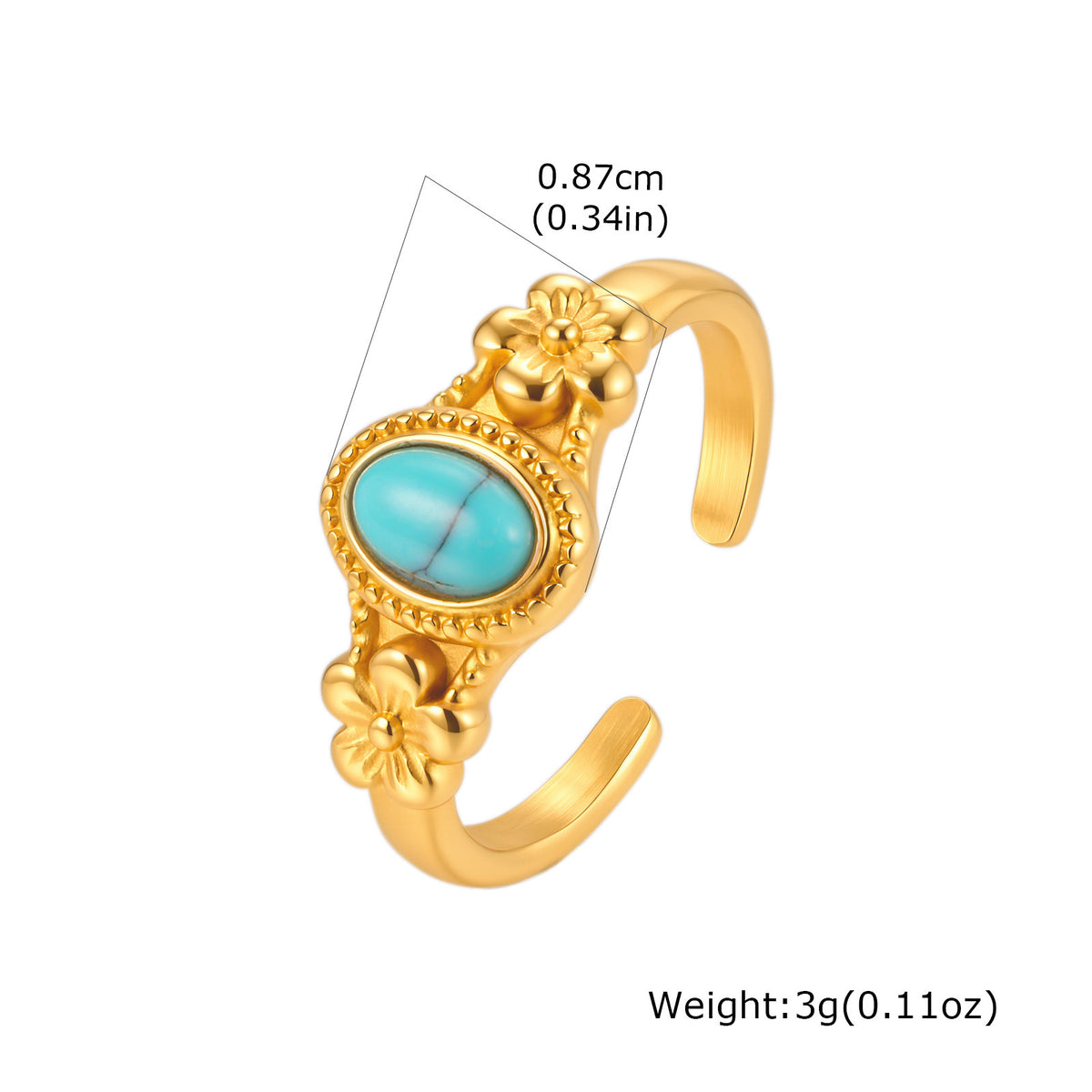 Stainless Steel Oval Egg Powder Spar Flower Opening French Light Girlfriend Gift Ring