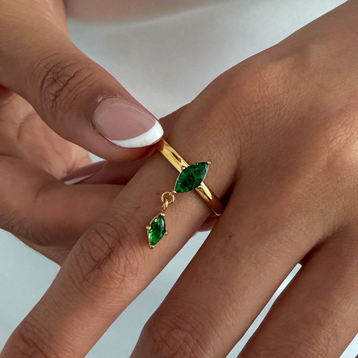 Planderful Stainless Steel Zircon Rhombus Fringed Statement Ring For Fashion Forward Women