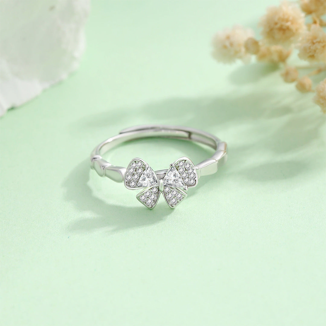 Planderful S925 Sterling Silver Butterfly Ring For Women Adjustable Size Chic Fashion Accessory