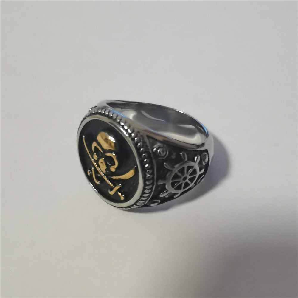 Retro Skull Signet Titanium Steel Ring