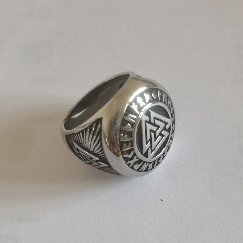 Viking Rune Ring Titanium Steel Unisex Protection Statement Retro Nordic Style Planderful