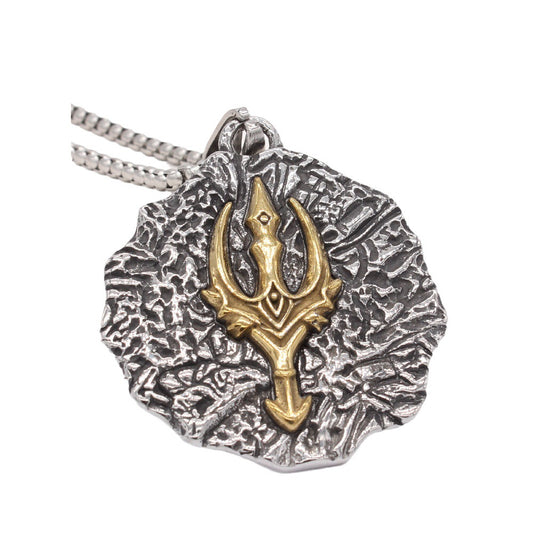 Viking Thor Trident Titanium Steel Necklace for Men
