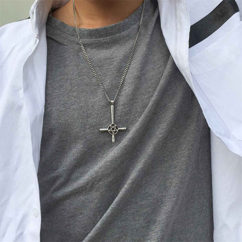 New Product Stainless Steel Satan Cross Pendant Steel Color