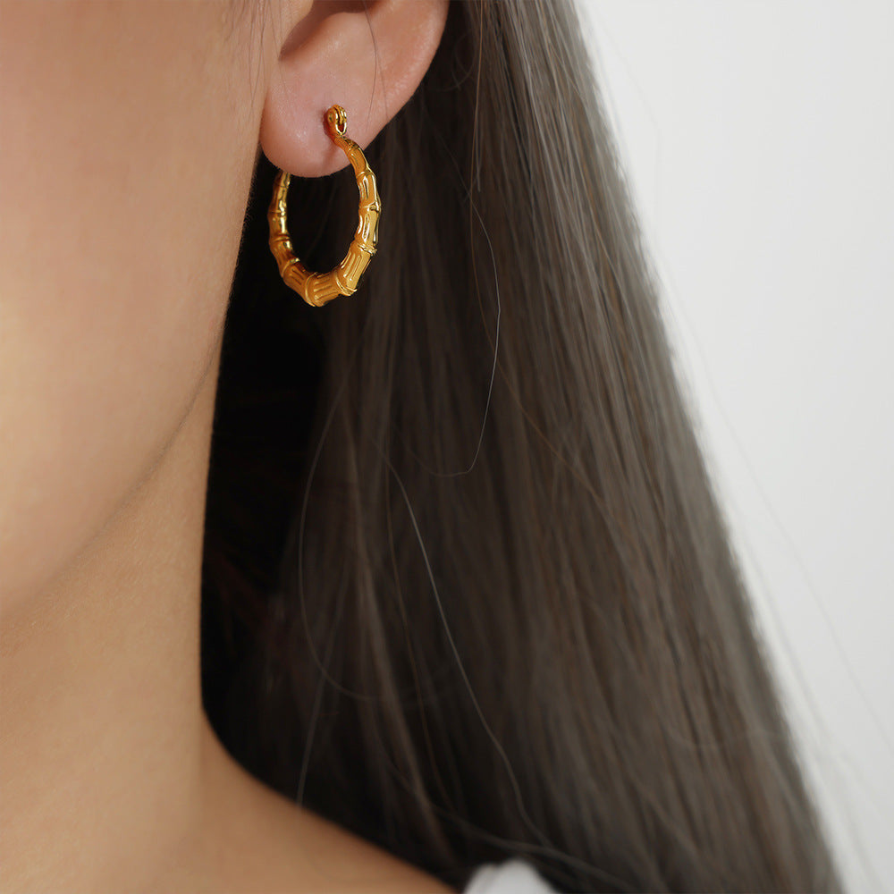 Geometric Gold-Plated Earrings with Retro European Flair