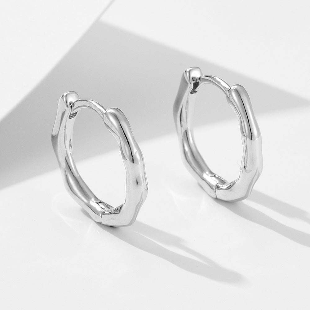 Irregular Wave Twist Ear Buckle S925 Sterling Silver Earrings