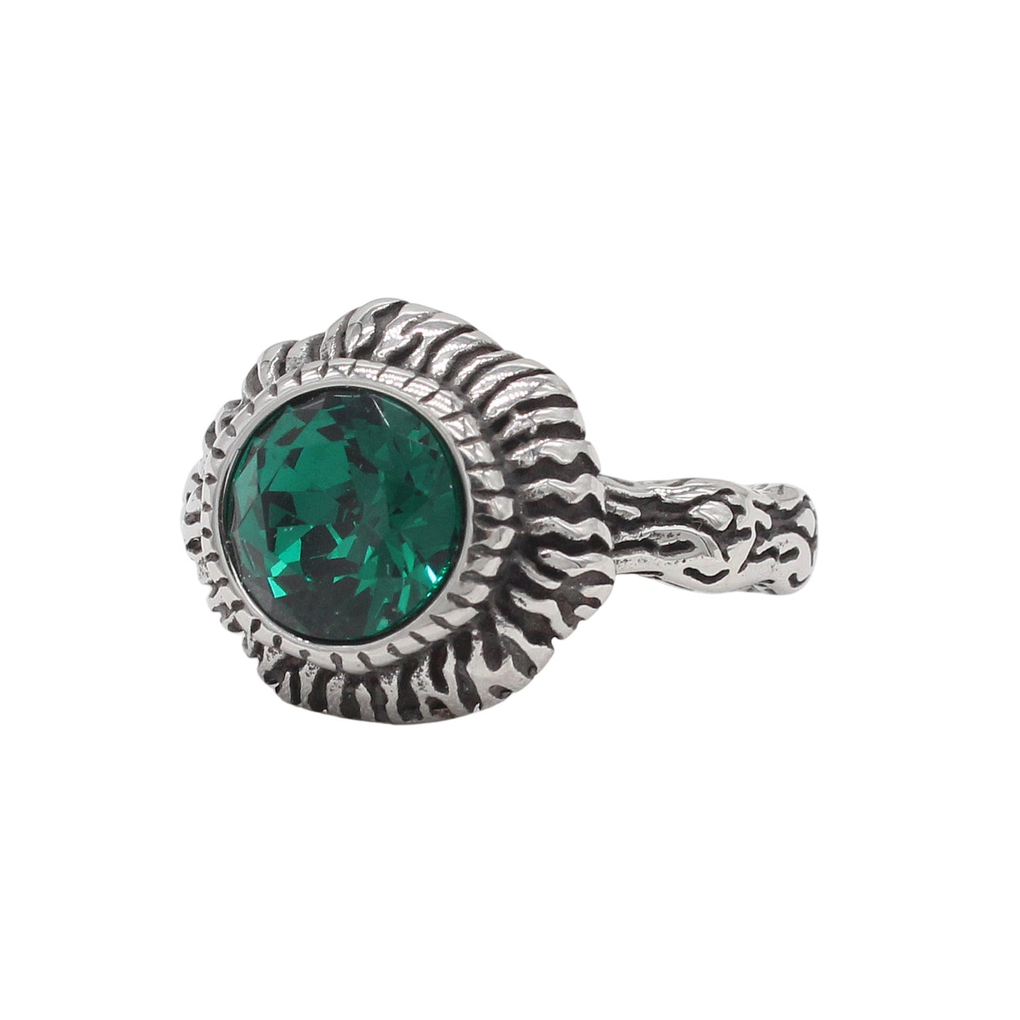 Planderful Everyday Genie – European and American Personalized Retro Sun Gemstone Men's Titanium Steel Ring