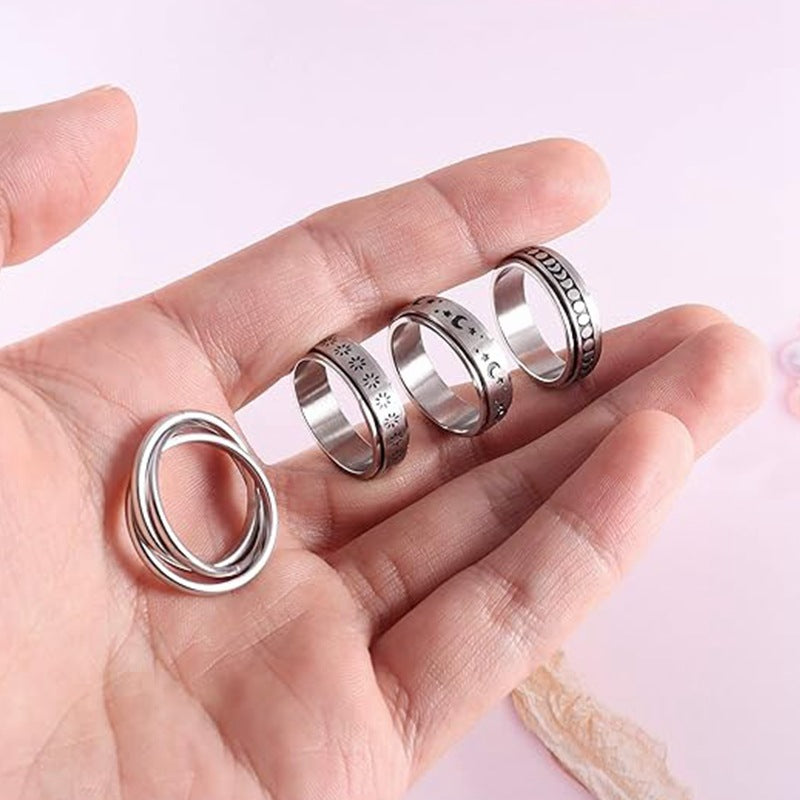 Planderful Everyday Genie Rotatable Decompression Ring Unisex Couple Wedding Gift