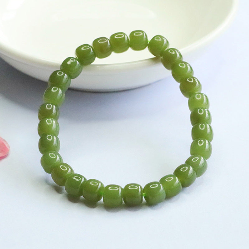 Qingshui Hetian Jade Vintage Bead Bracelet