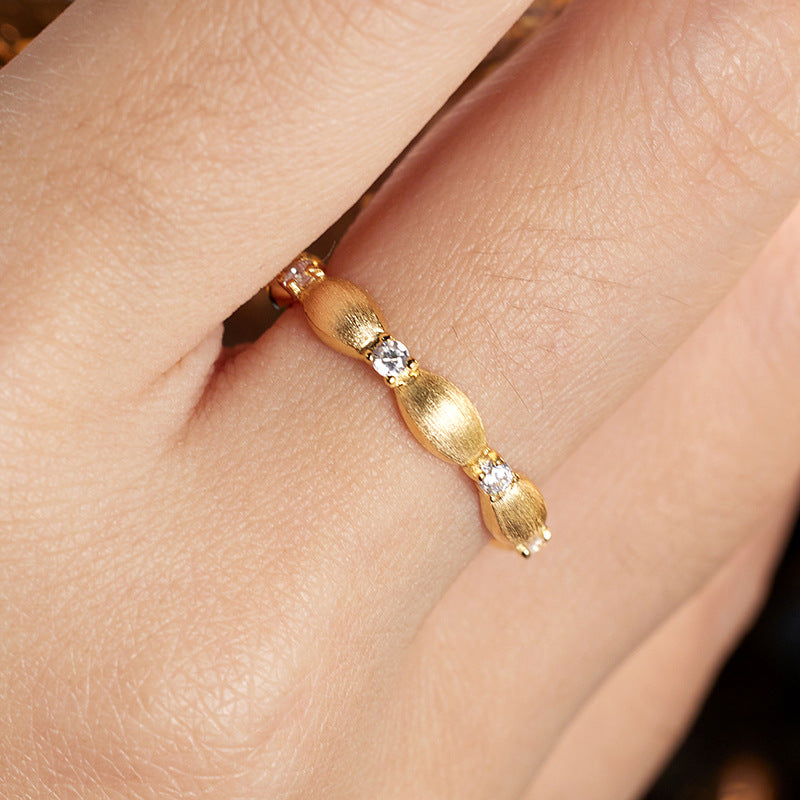 Planderful Zircon Ring For Women Sterling Silver Medieval Classic Brushed Finish Italian Craftsmanship Rice Shape