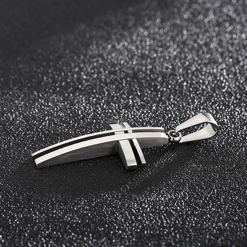 Stylish Three-Dimensional Hollow Stainless Steel Cross Pendant for Men - Korean-Inspired Personalized Jewelry