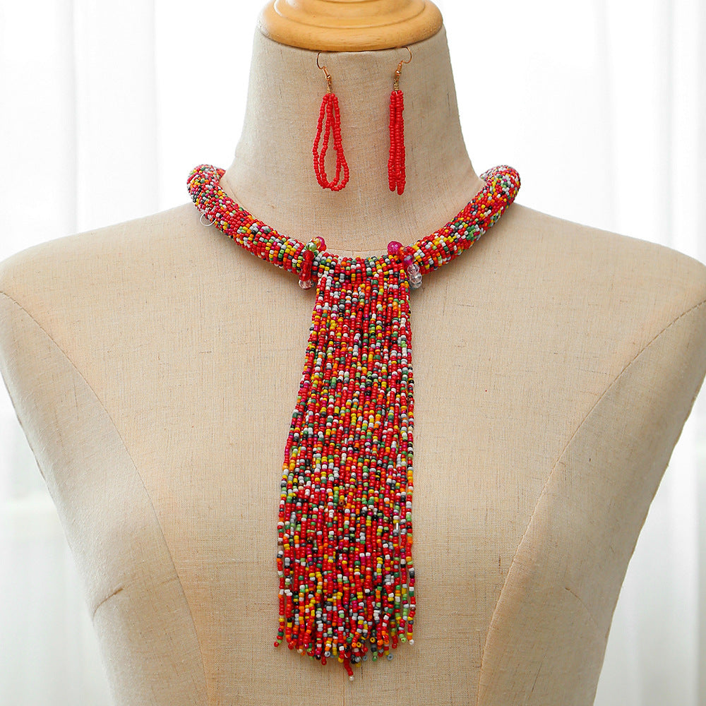 Savanna Rhythms African Style Tassel Necklace