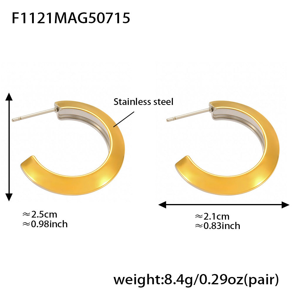 Planderful 18K Gold Plated C Shaped Color Earrings For Women