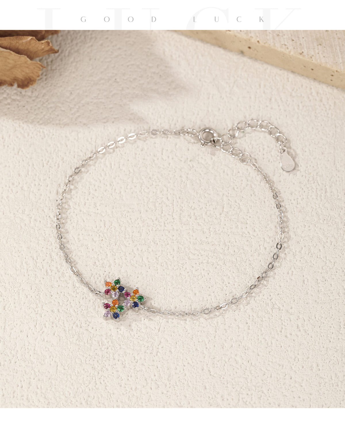 925 Sterling Silver Petite Floral Bracelet