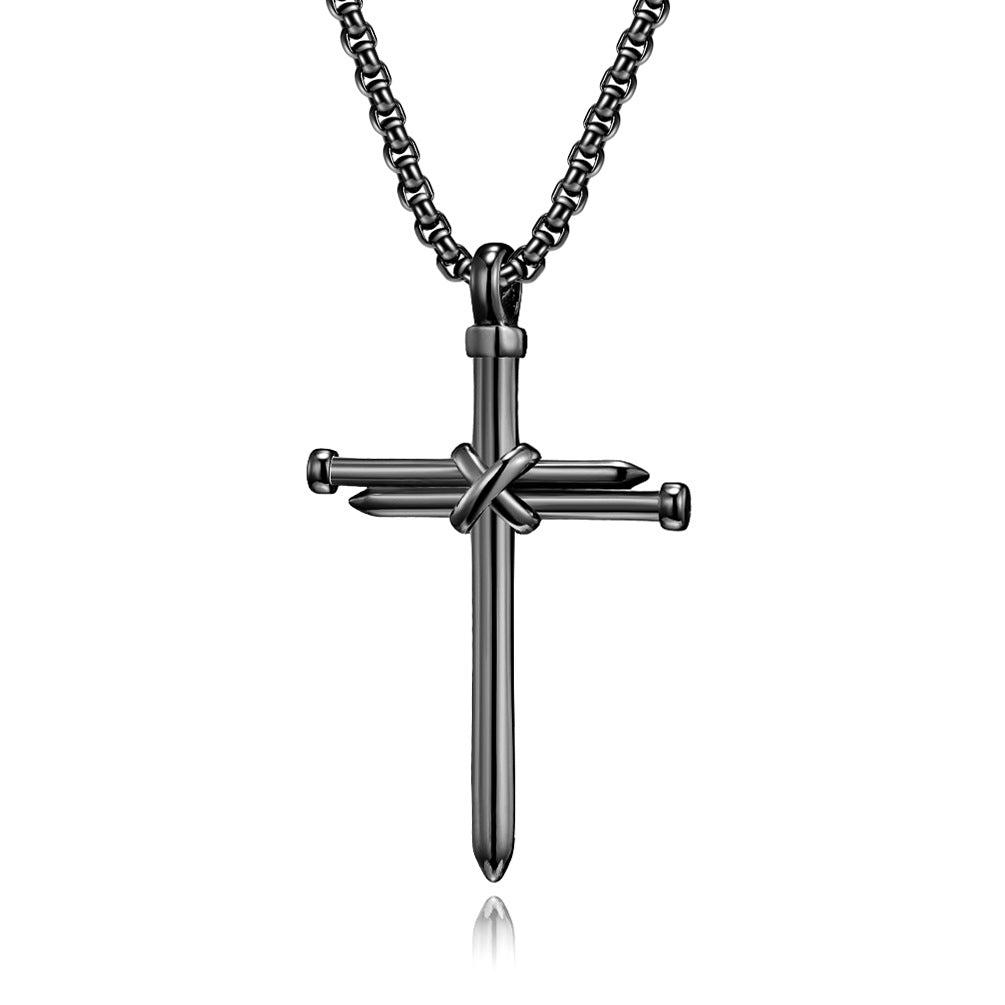 Amazon Supply Stainless Steel Nail Cross Necklace for Men