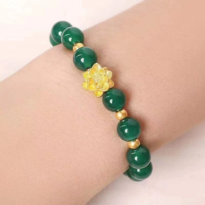 Golden Lotus Chalcedony Bracelet Jewelry