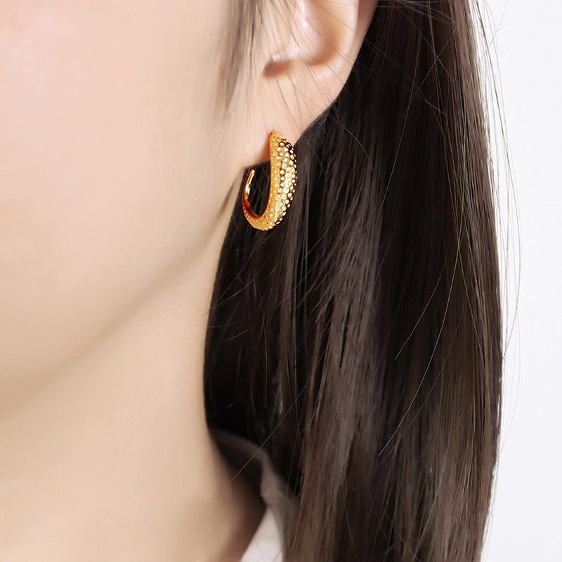 Elegant Titanium Steel Earrings with Irregular Patterns