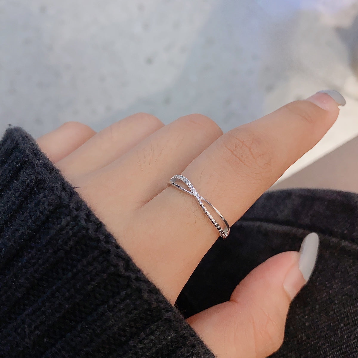 Sterling Silver Twisted Line Ring — Adjustable