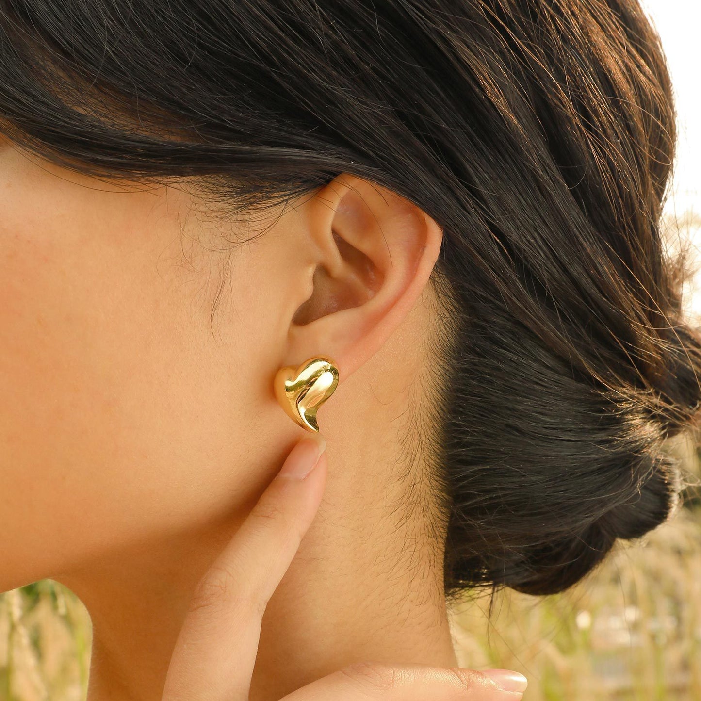 Women's Stud Earrings Copper Heart Shaped Love Gold Wholesale