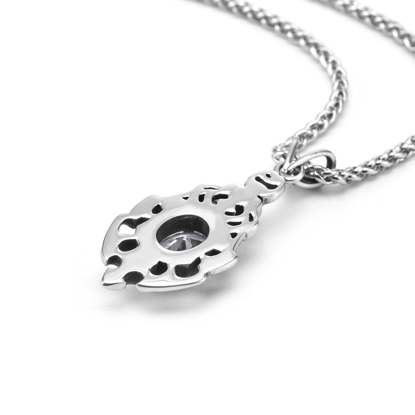 Stylish Titanium Steel Arrow Pendant Necklace with Zircon Accent for Men