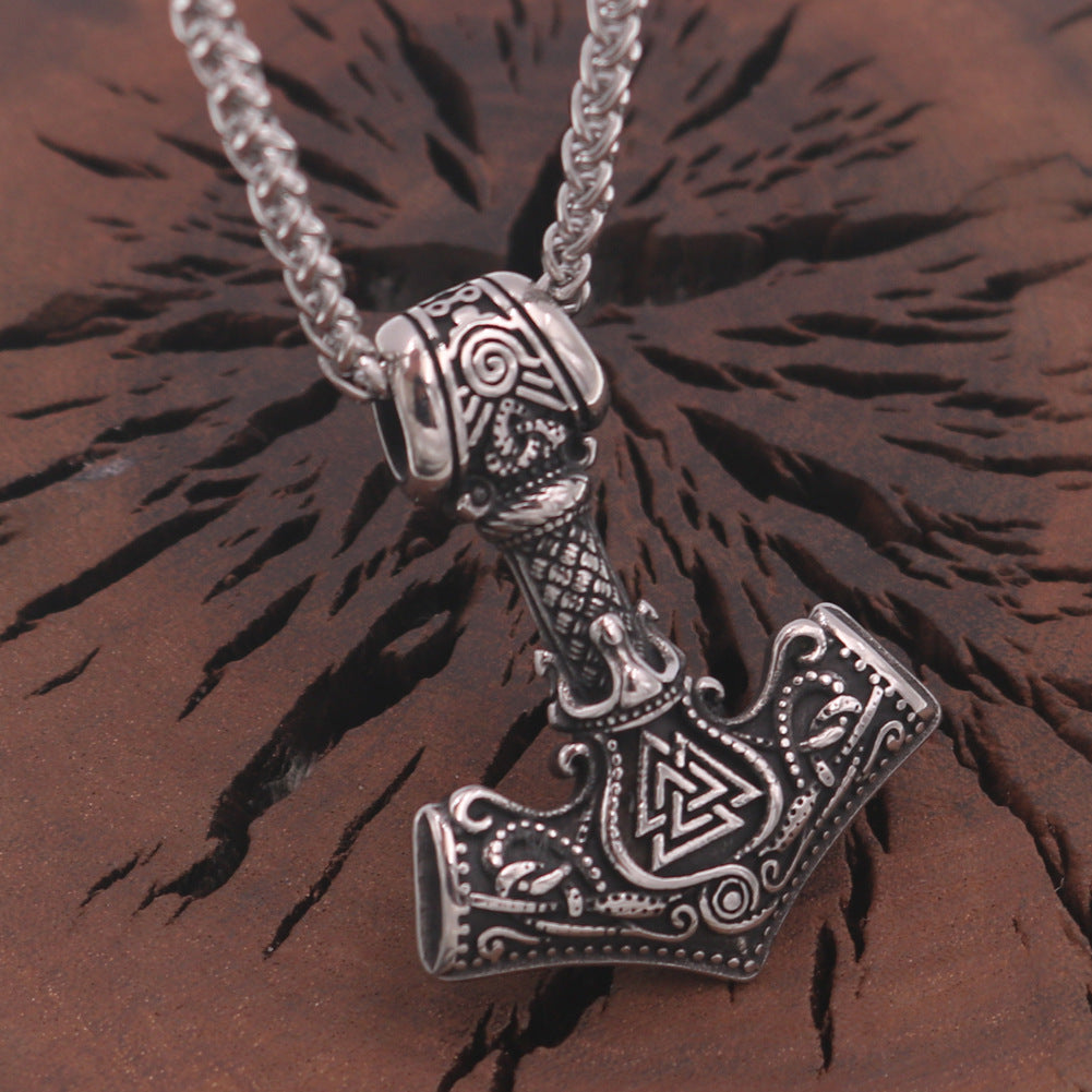 Norse Legacy Titanium Steel Pendant with Odin Rune Necklace - Men's Viking Jewelry