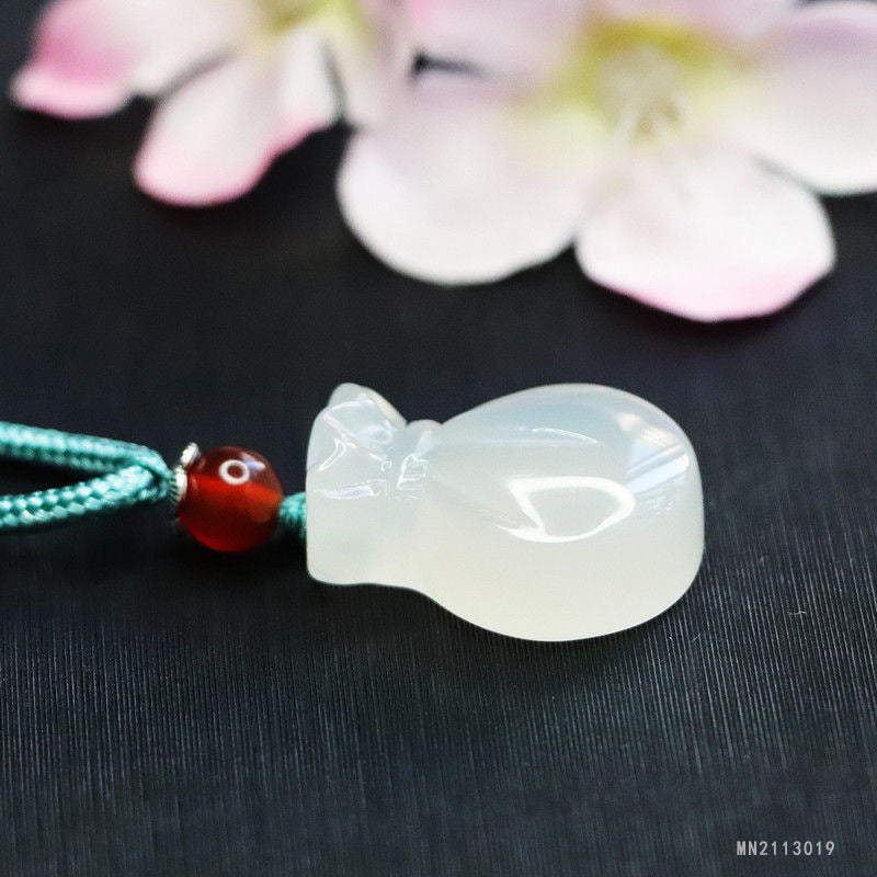 White Chalcedony Fortune Bag Pendant