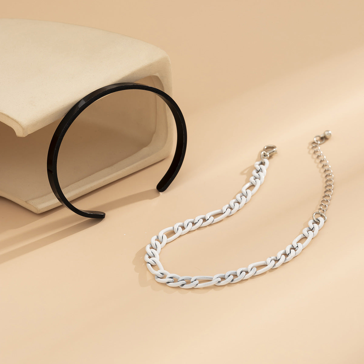 Punky Black and White Sweet Bracelet with Spray Chain Accent