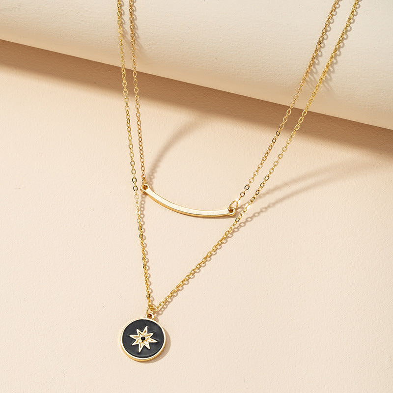 Eight-Pointed Star Double-Layer Necklace: Trendy Neckwear in Europe and America
