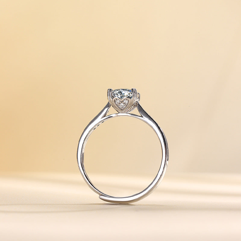 One-Carat D-Color S925 Sterling Silver Ring