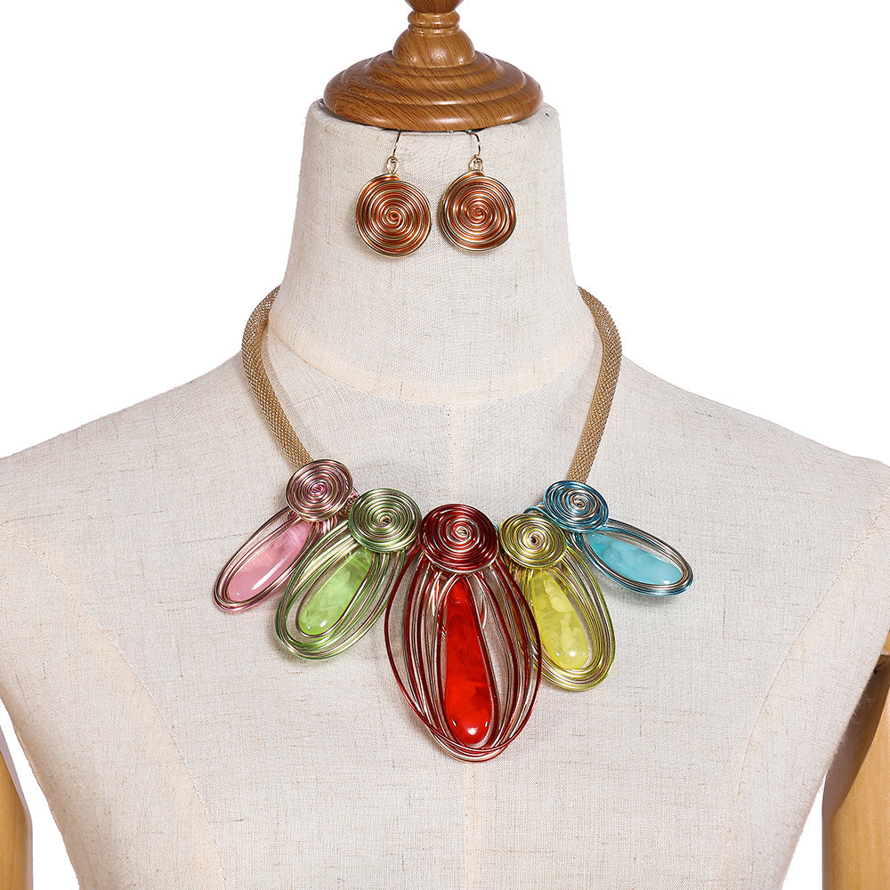 Savanna Rhythms Resin Necklace Set for the African Bride