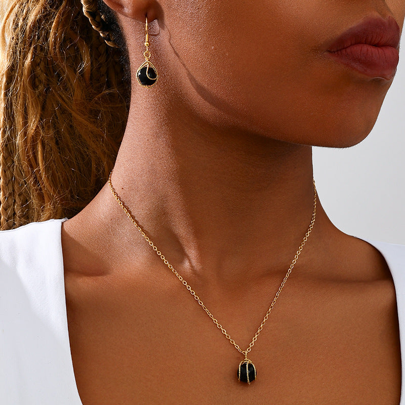 Elegant Metal Tassel Earrings Necklace Set for Women