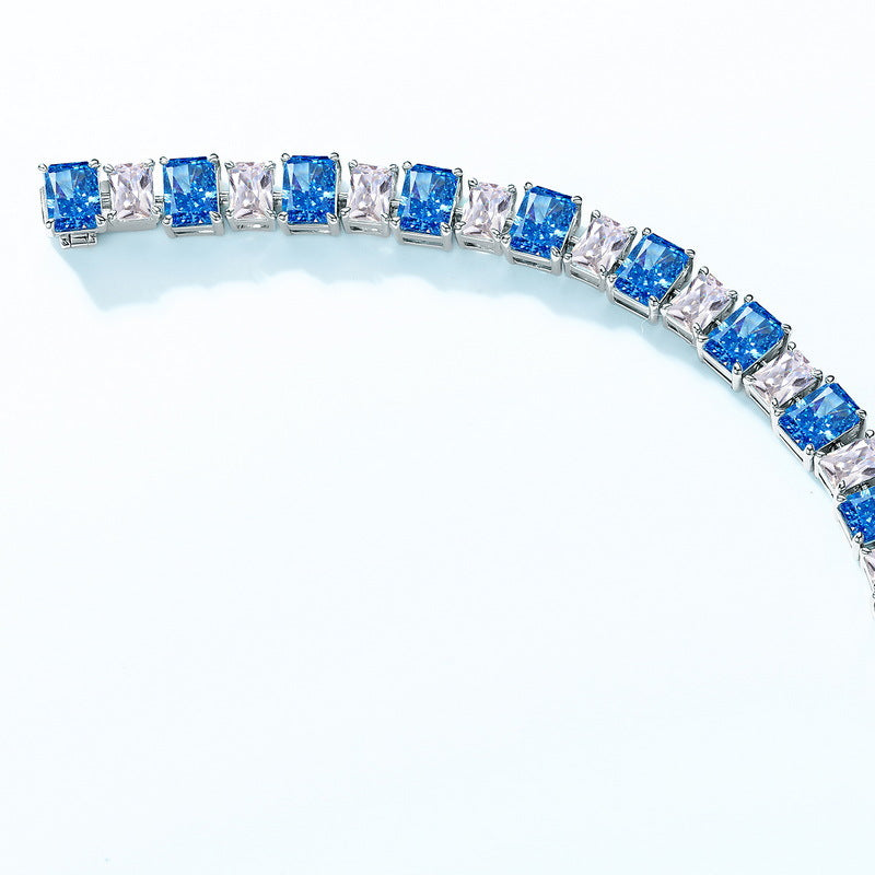 S925 Sterling Silver High-Carbon Stone Flower Ice-Cut Bracelet
