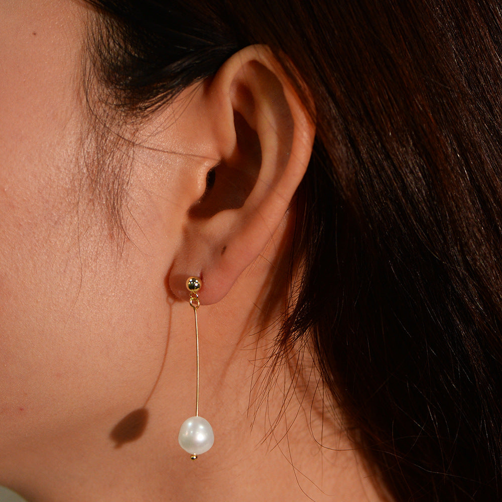 Planderful Sterling Silver Pearl Tassel Earrings For Women Long Natural Pearl Gold Plated Luxury